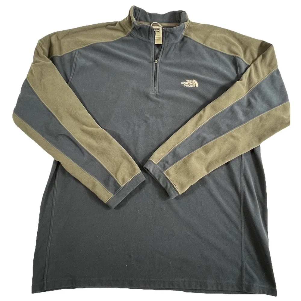 VTG The North Face Jacket‎ Men's Sz XL Navy Polartec 1/4 Zip Fleece Pullover